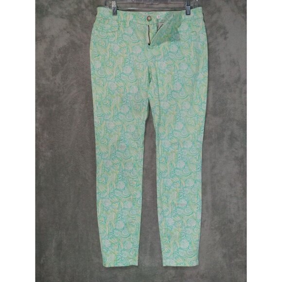 Vineyard Vines Pants - Vineyard Vines Pants Womens 6 Mint Green Paisley Slim Stretch Casual Chinos